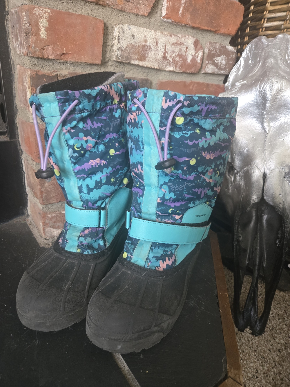 Columbia Teal and Purple Kids Winter Boots